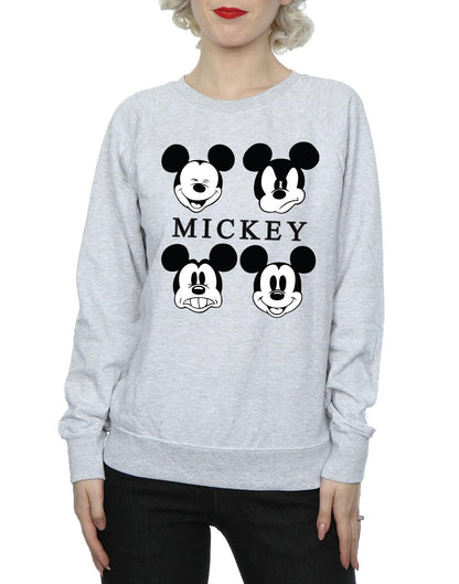 Heather Grey - Side - Disney Womens-Ladies Mickey Mouse Head Sweatshirt