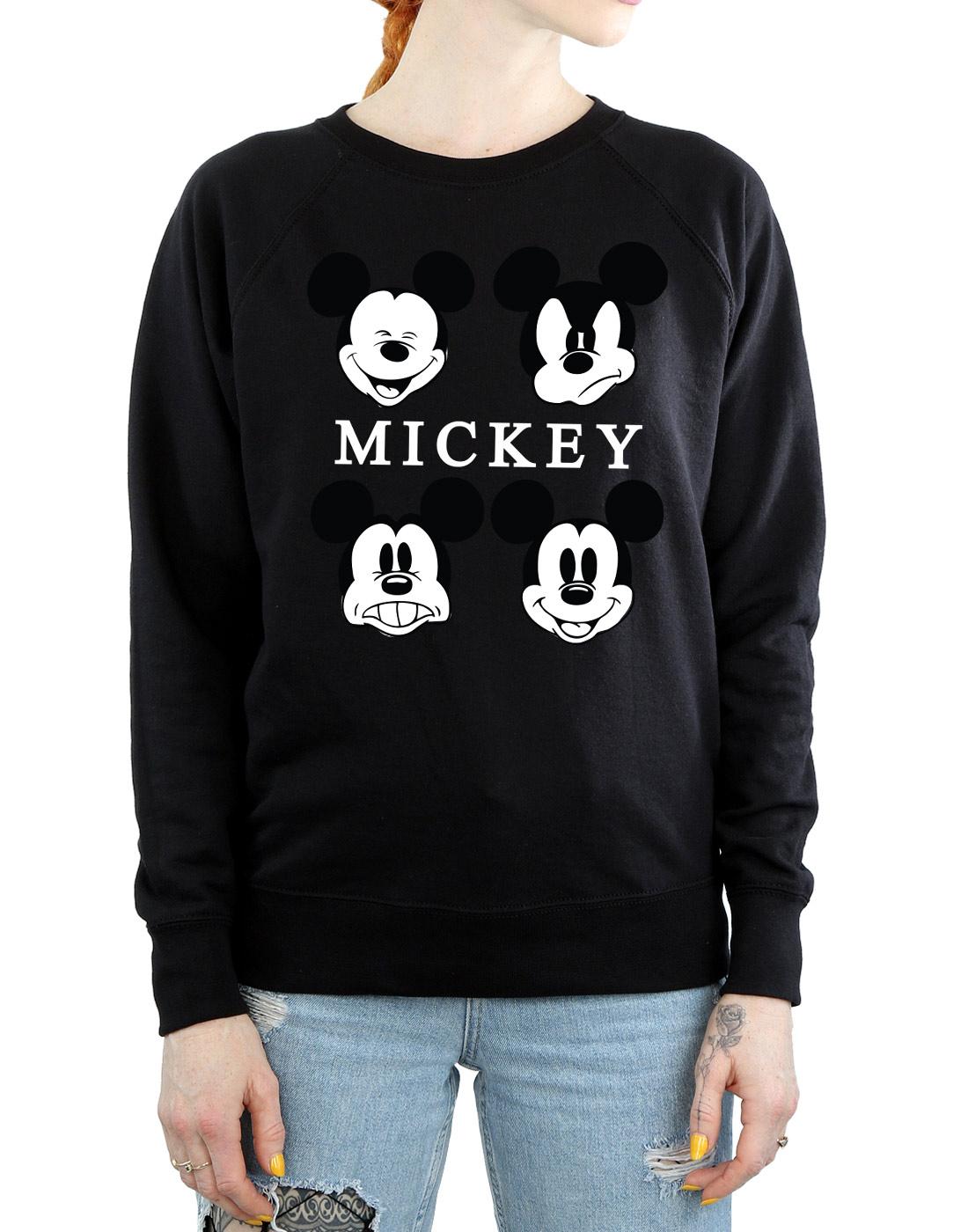 Black - Side - Disney Womens-Ladies Mickey Mouse Head Sweatshirt