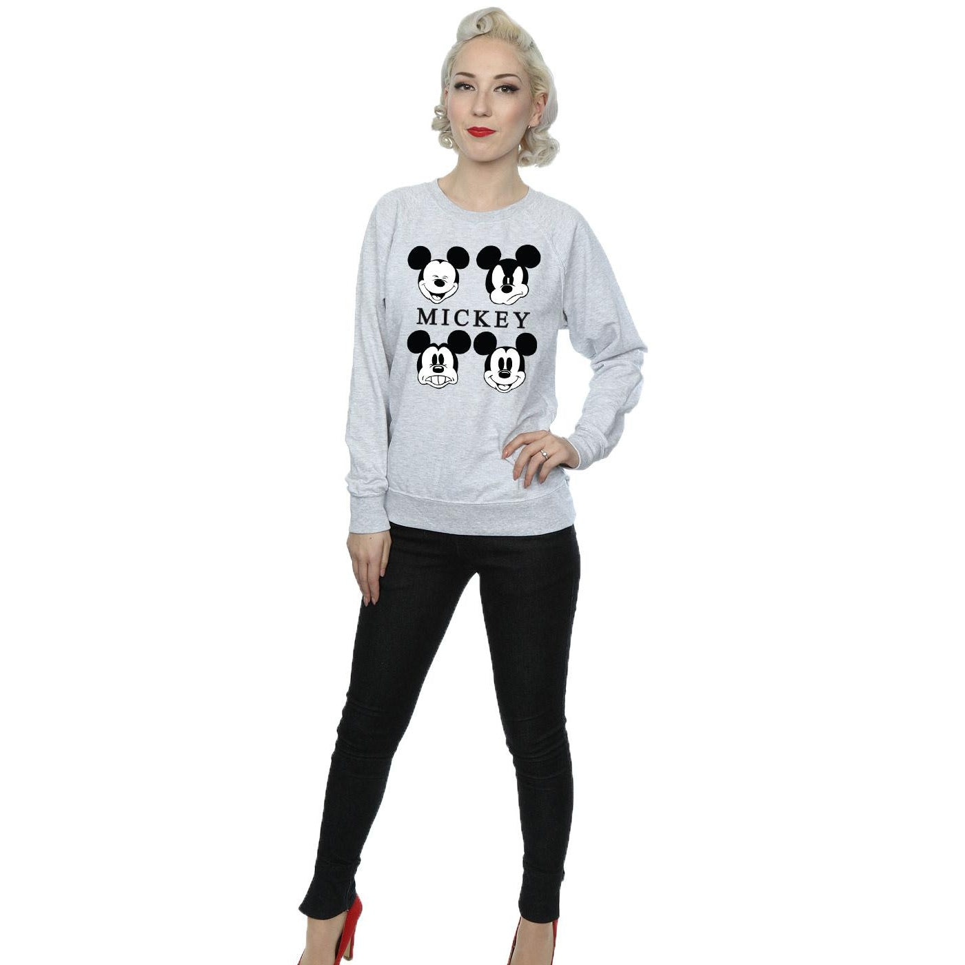 Heather Grey - Lifestyle - Disney Womens-Ladies Mickey Mouse Head Sweatshirt
