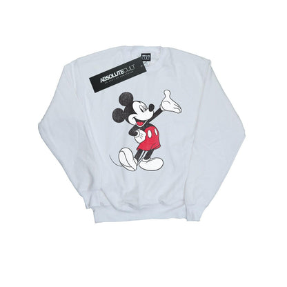 White - Front - Disney Mens Traditional Wave Mickey Mouse Sweatshirt