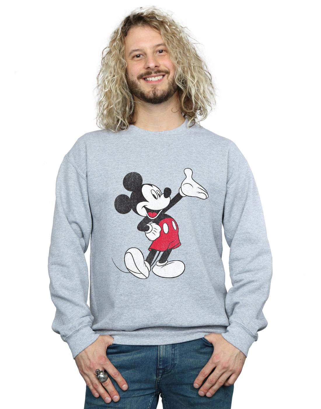 Sports Grey - Back - Disney Mens Traditional Wave Mickey Mouse Sweatshirt