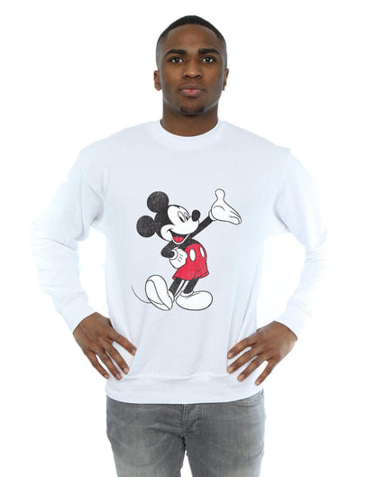 White - Back - Disney Mens Traditional Wave Mickey Mouse Sweatshirt