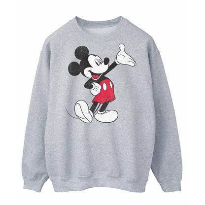 Sports Grey - Front - Disney Mens Traditional Wave Mickey Mouse Sweatshirt