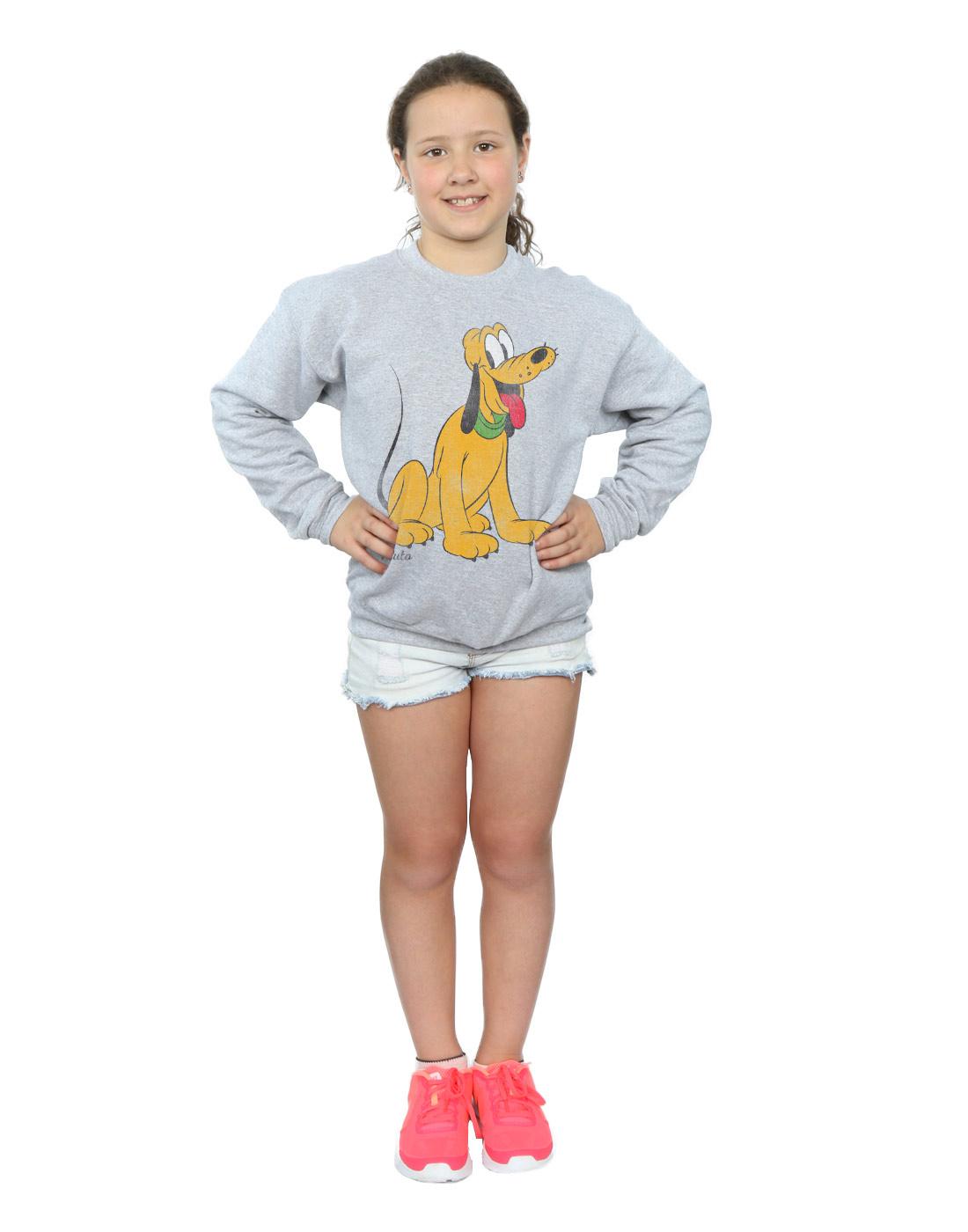 Sports Grey - Close up - Disney Girls Classic Pluto Sweatshirt