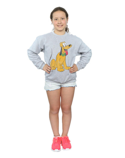 Sports Grey - Close up - Disney Girls Classic Pluto Sweatshirt