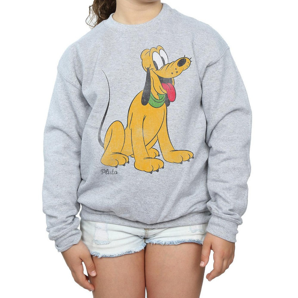 Sports Grey - Front - Disney Girls Classic Pluto Sweatshirt