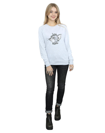 Heather Grey - Lifestyle - Tom and Jerry Womens-Ladies Nope Face Cotton Sweatshirt