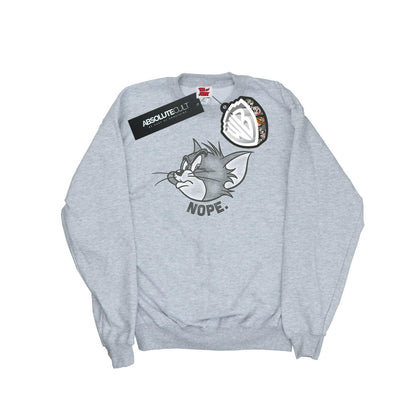 Heather Grey - Front - Tom and Jerry Womens-Ladies Nope Face Cotton Sweatshirt
