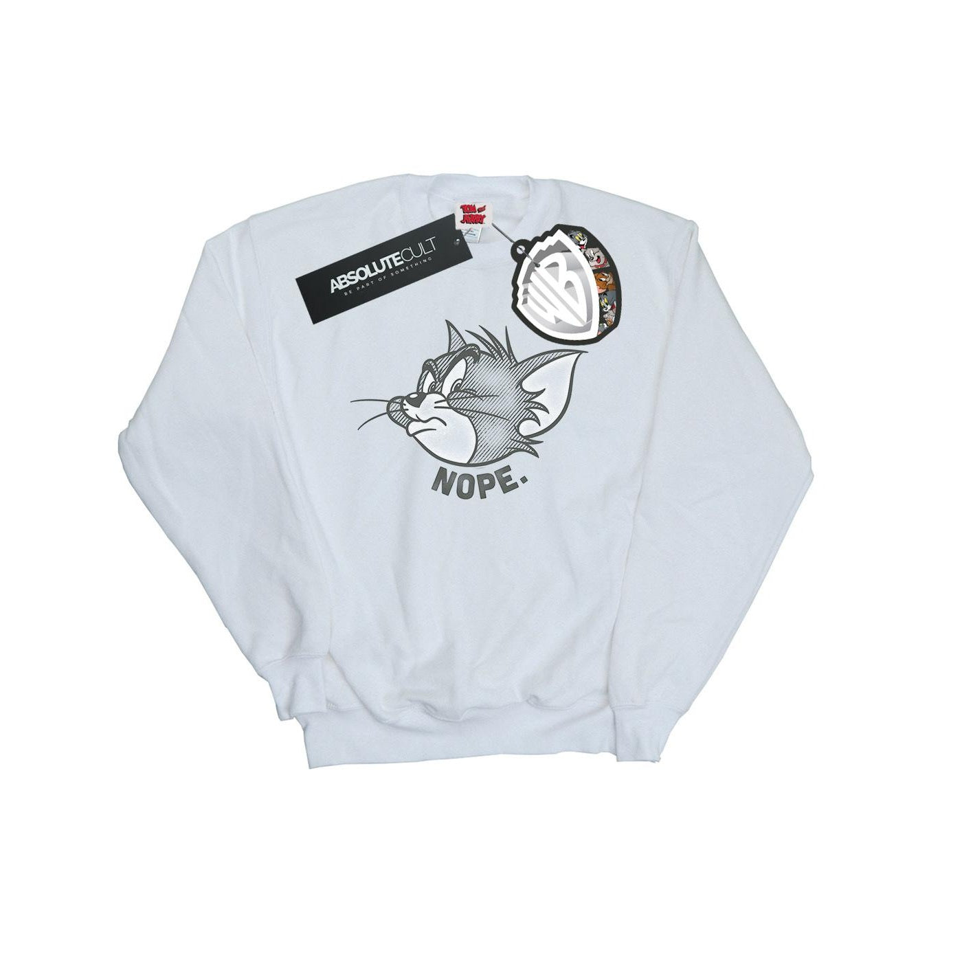 White - Front - Tom and Jerry Womens-Ladies Nope Face Cotton Sweatshirt