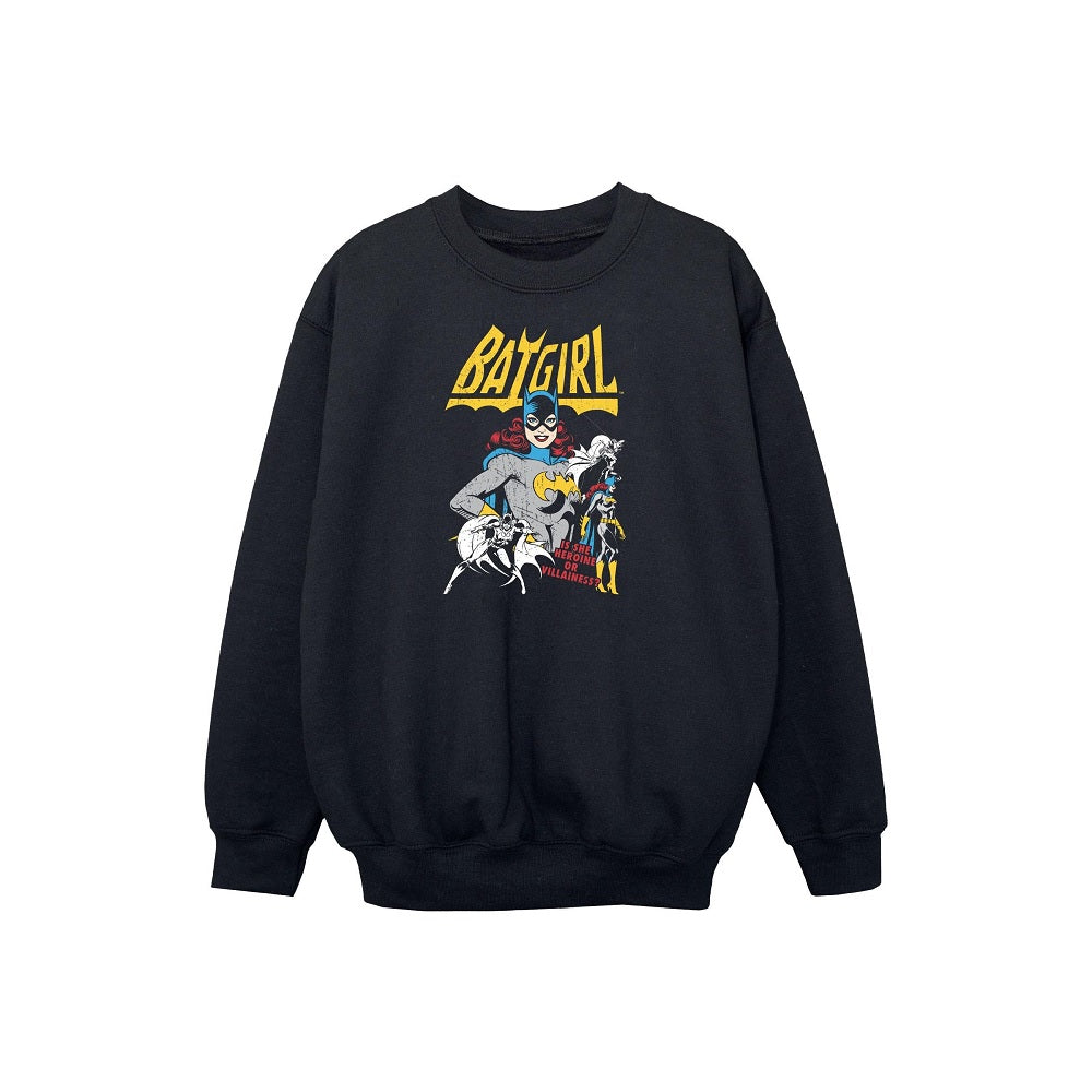 Black - Front - DC Comics Girls Heroine Or Villainess Batgirl Cotton Sweatshirt