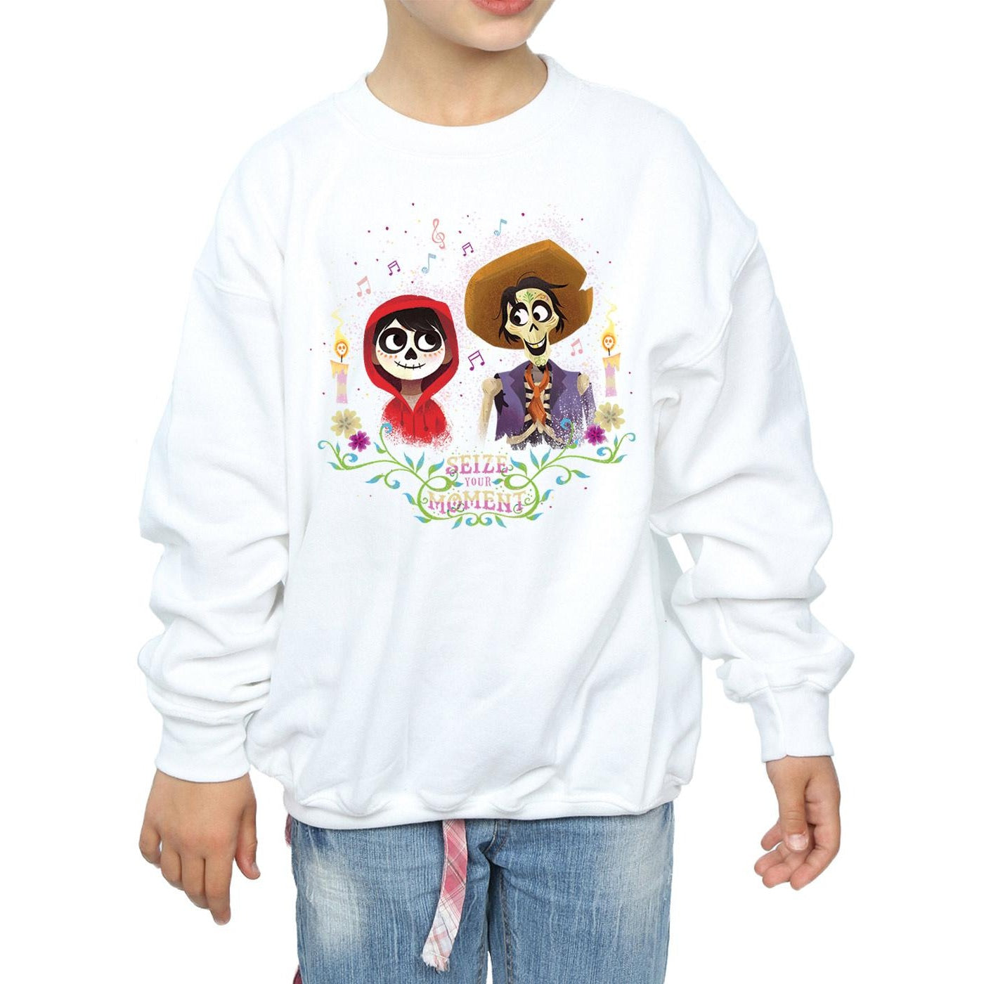 White - Side - Coco Girls Miguel And Hector Cotton Sweatshirt