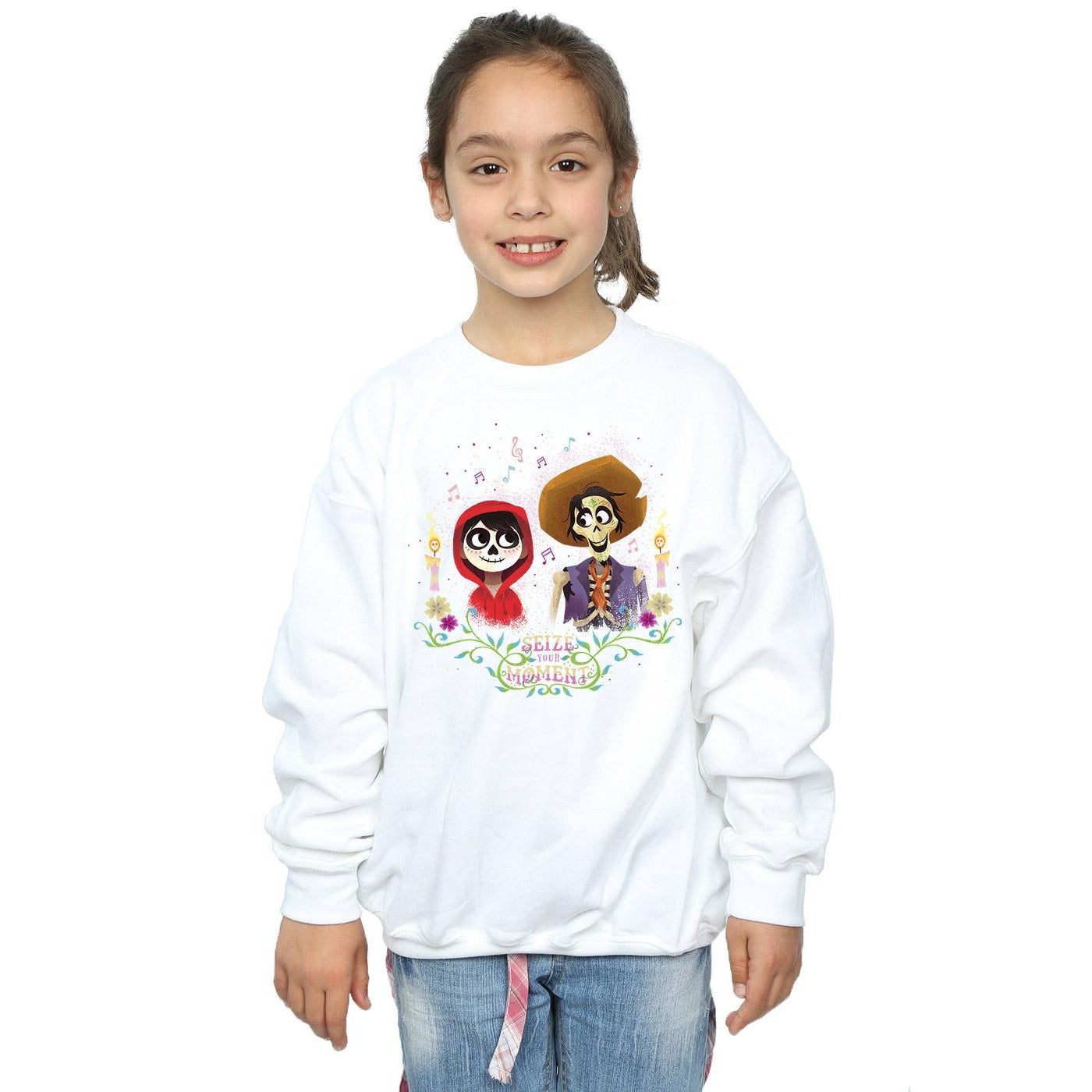 White - Back - Coco Girls Miguel And Hector Cotton Sweatshirt