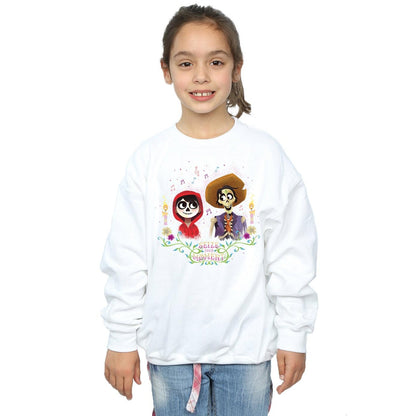 White - Back - Coco Girls Miguel And Hector Cotton Sweatshirt