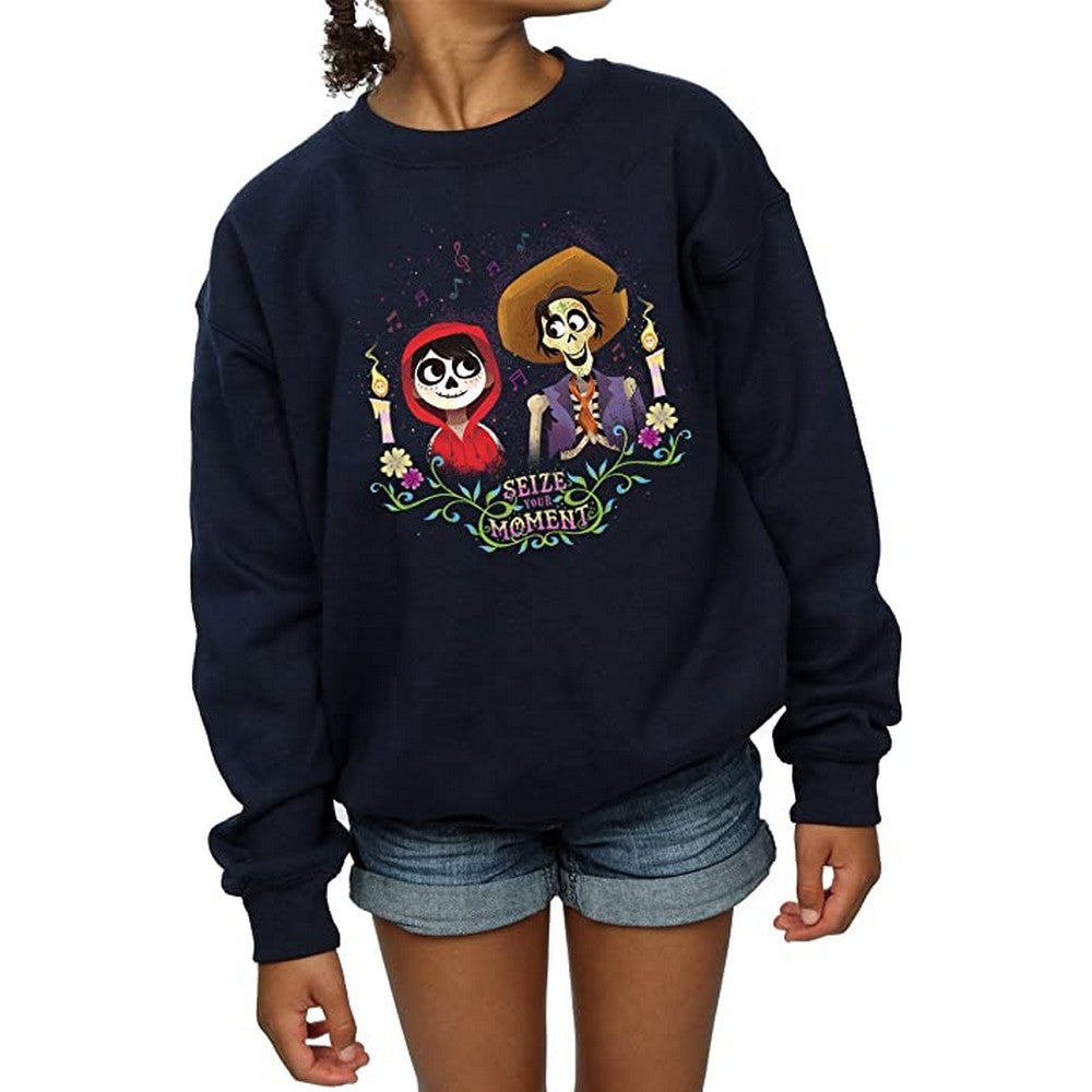 Navy Blue - Front - Coco Girls Miguel And Hector Cotton Sweatshirt