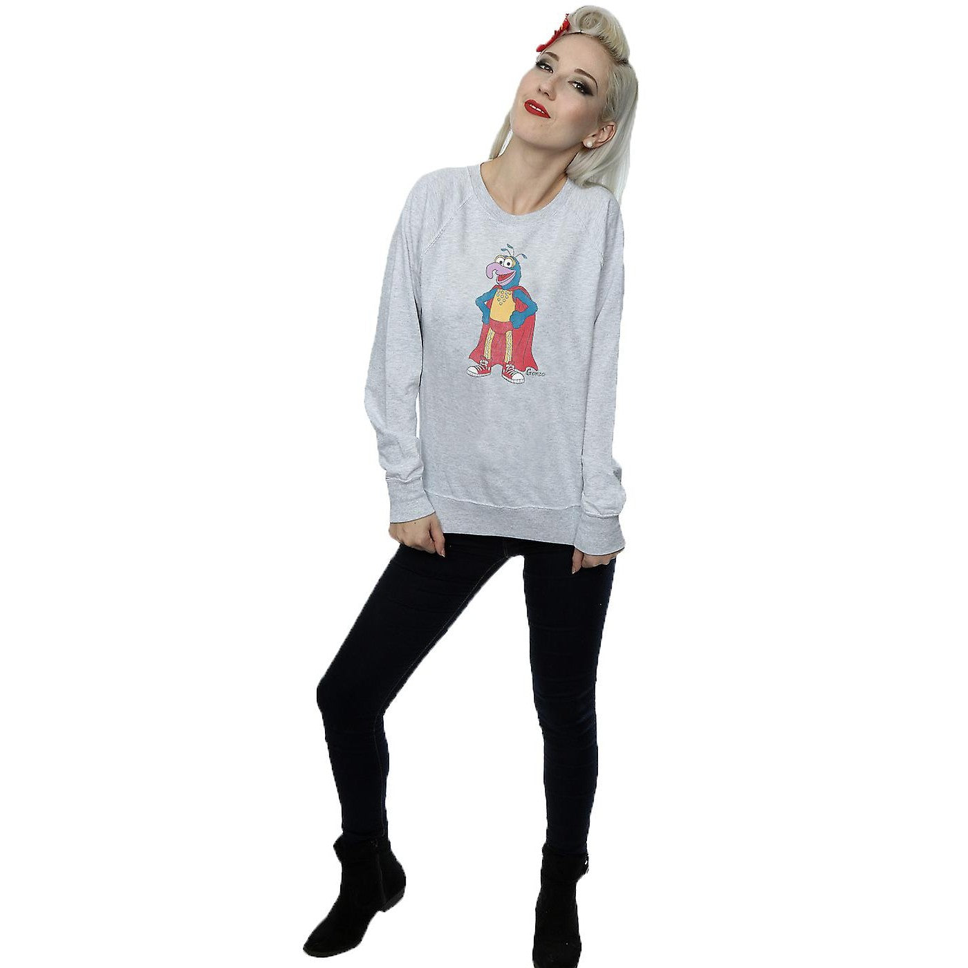 Heather Grey - Side - The Muppets Womens-Ladies Classic Gonzo Heather Sweatshirt