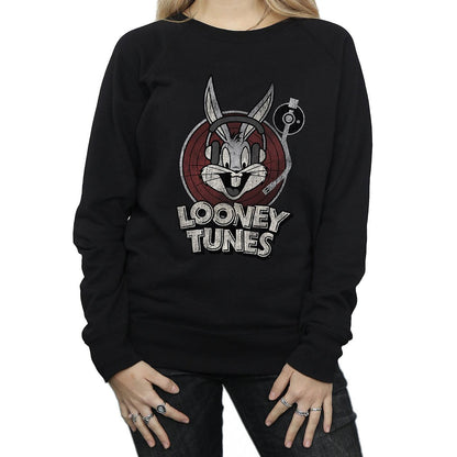 Black - Back - Looney Tunes Womens-Ladies Bugs Bunny Logo Cotton Sweatshirt