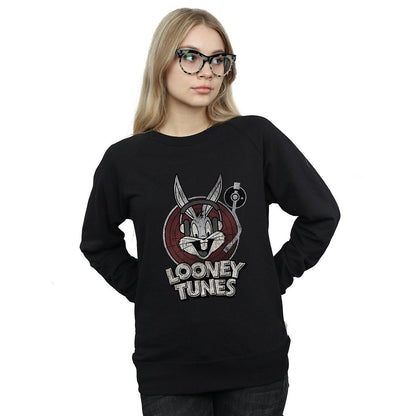 Black - Side - Looney Tunes Womens-Ladies Bugs Bunny Logo Cotton Sweatshirt