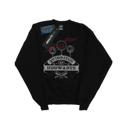 Black - Front - Harry Potter Girls Quidditch At Hogwarts Sweatshirt