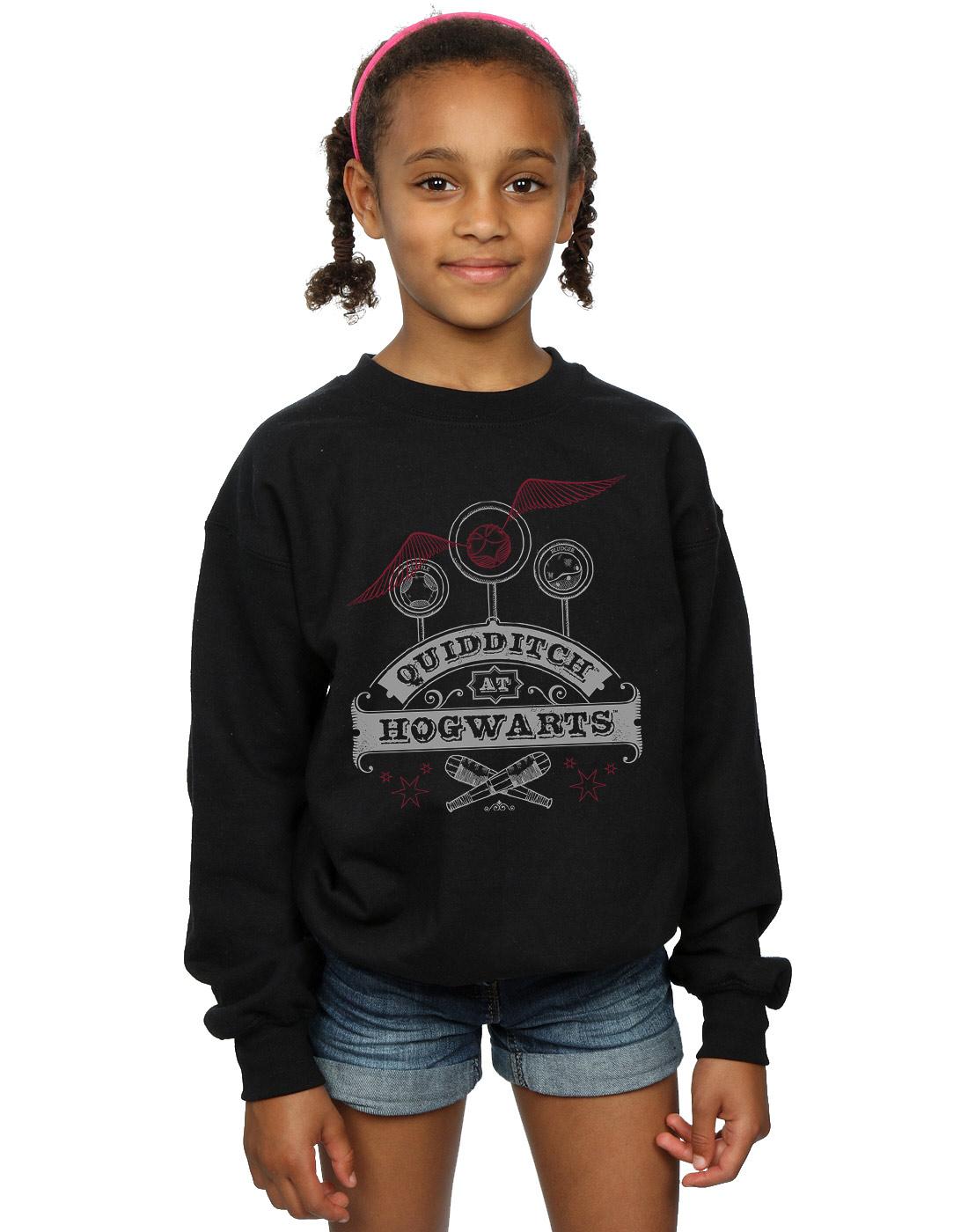 Black - Back - Harry Potter Girls Quidditch At Hogwarts Sweatshirt