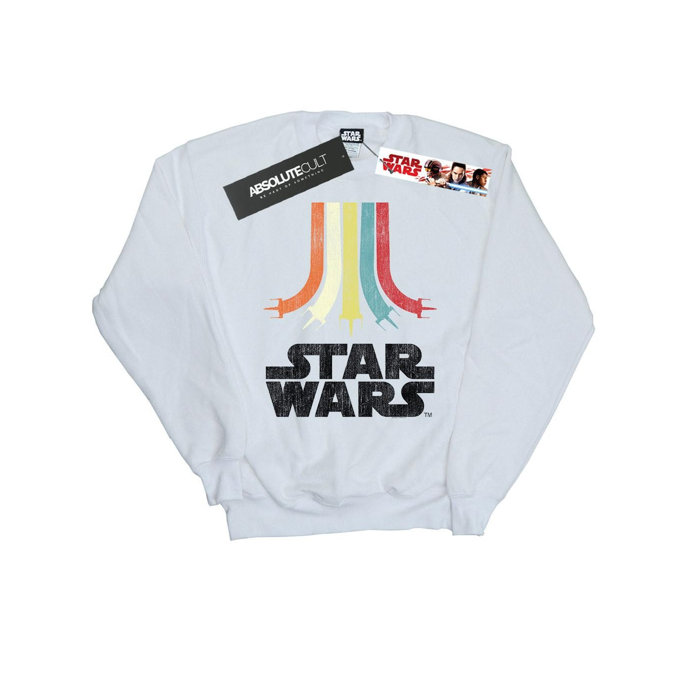 White - Front - Star Wars Womens-Ladies Retro Rainbow Cotton Sweatshirt