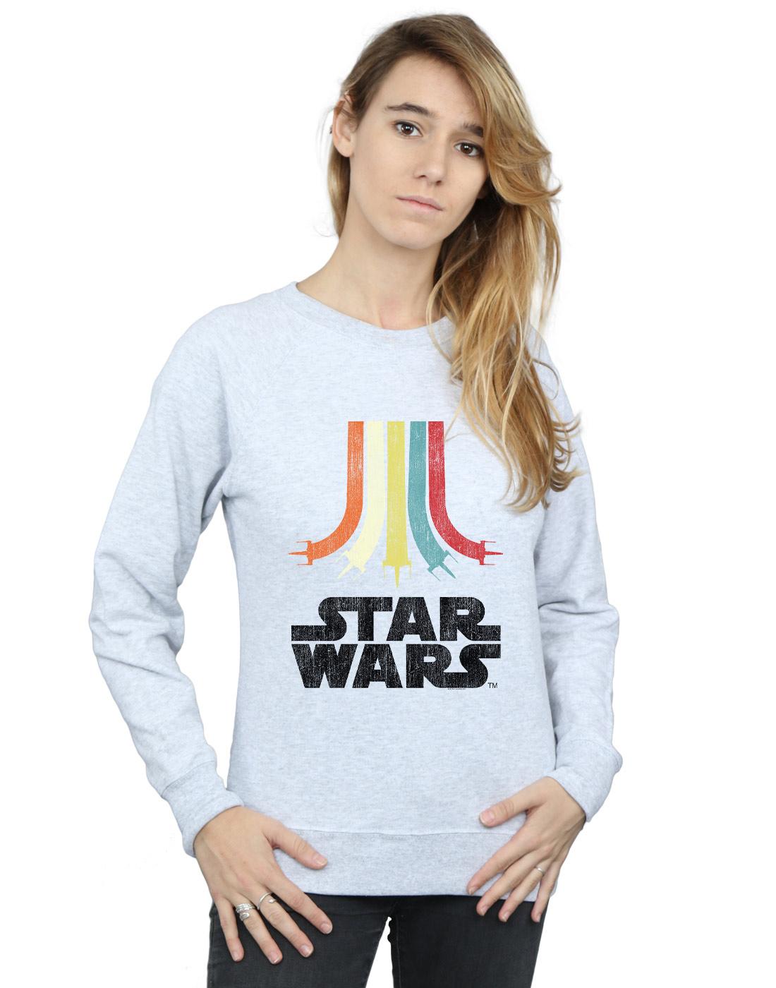 Sports Grey - Back - Star Wars Womens-Ladies Retro Rainbow Cotton Sweatshirt