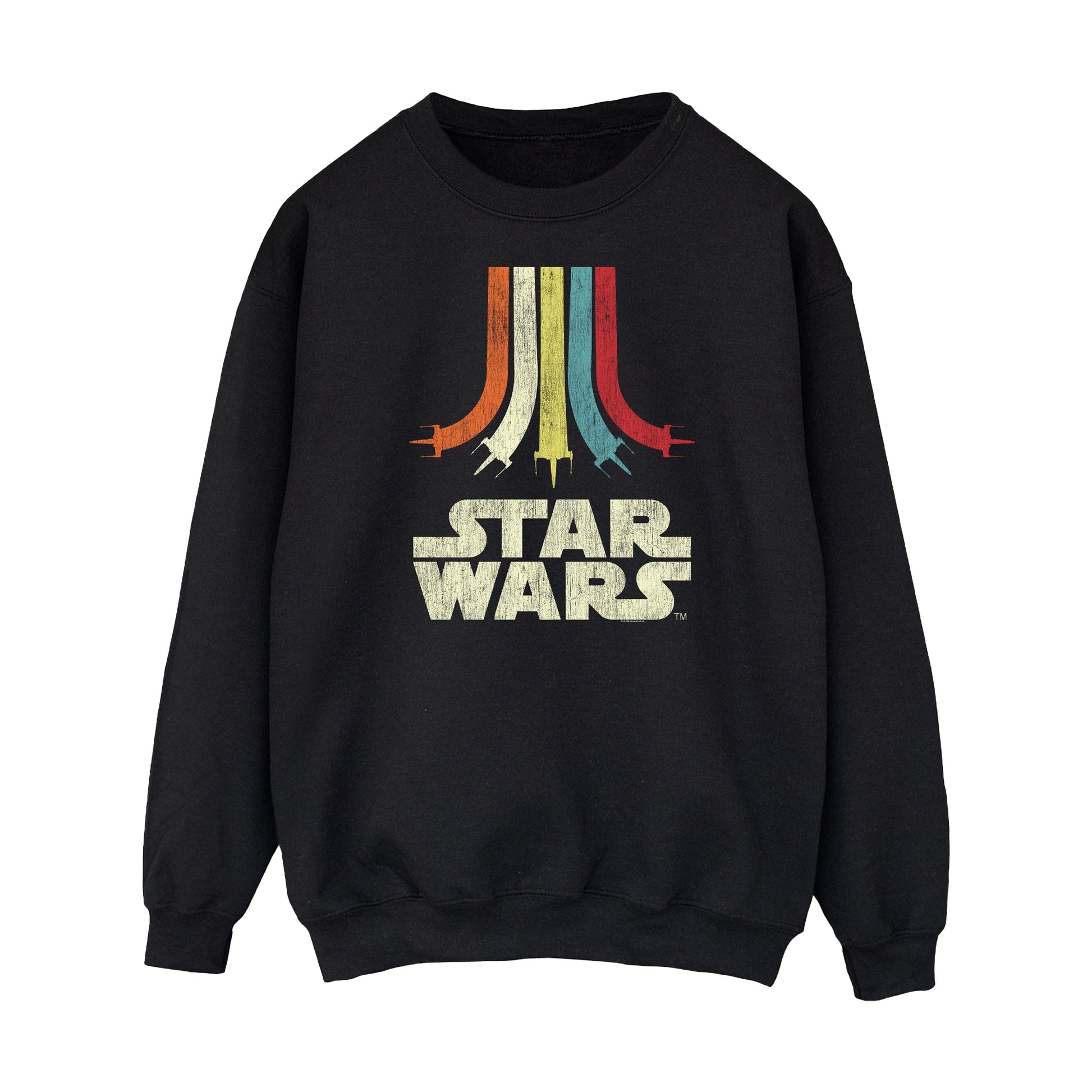 Black - Front - Star Wars Womens-Ladies Retro Rainbow Cotton Sweatshirt