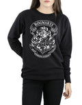 Black - Close up - Harry Potter Womens-Ladies Hogwarts Crest Cotton Sweatshirt