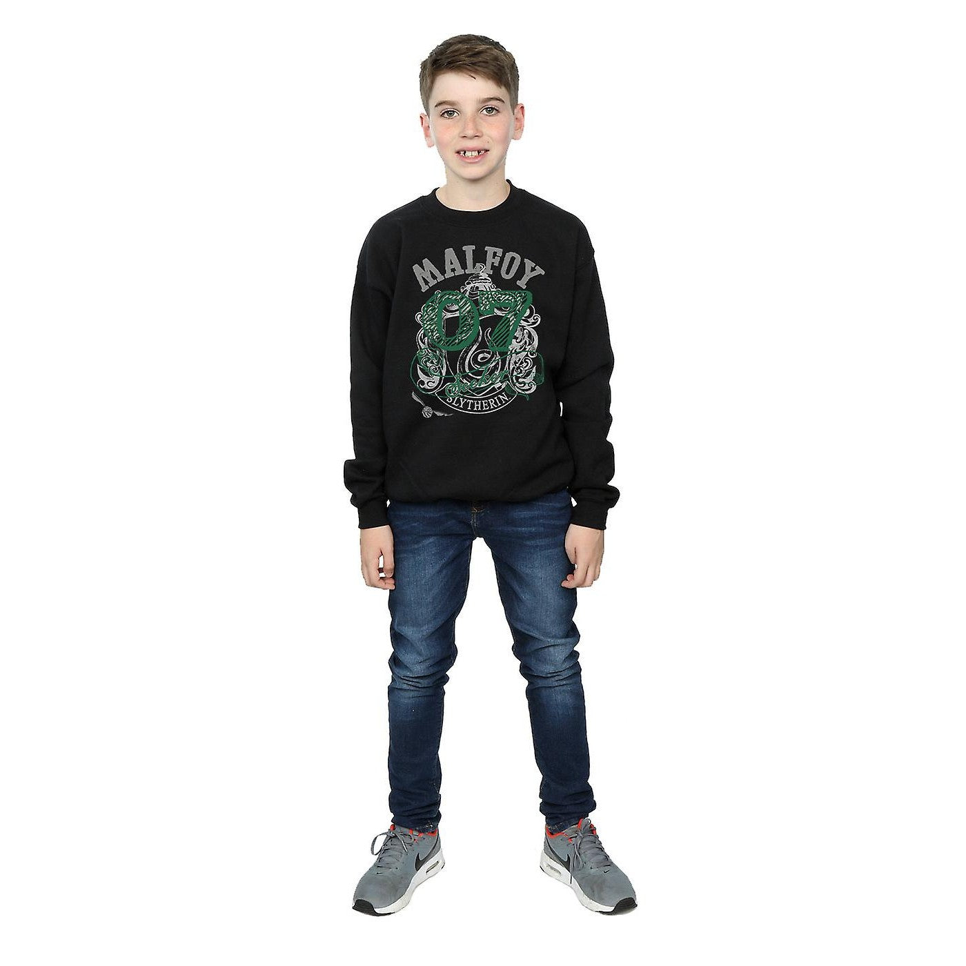 Black - Side - Harry Potter Boys Seeker Draco Malfoy Slytherin Cotton Sweatshirt