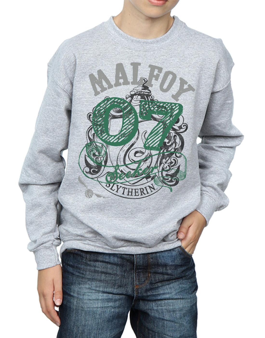 Sports Grey - Side - Harry Potter Boys Seeker Draco Malfoy Slytherin Cotton Sweatshirt
