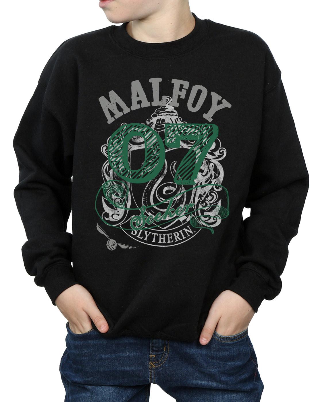 Black - Pack Shot - Harry Potter Boys Seeker Draco Malfoy Slytherin Cotton Sweatshirt