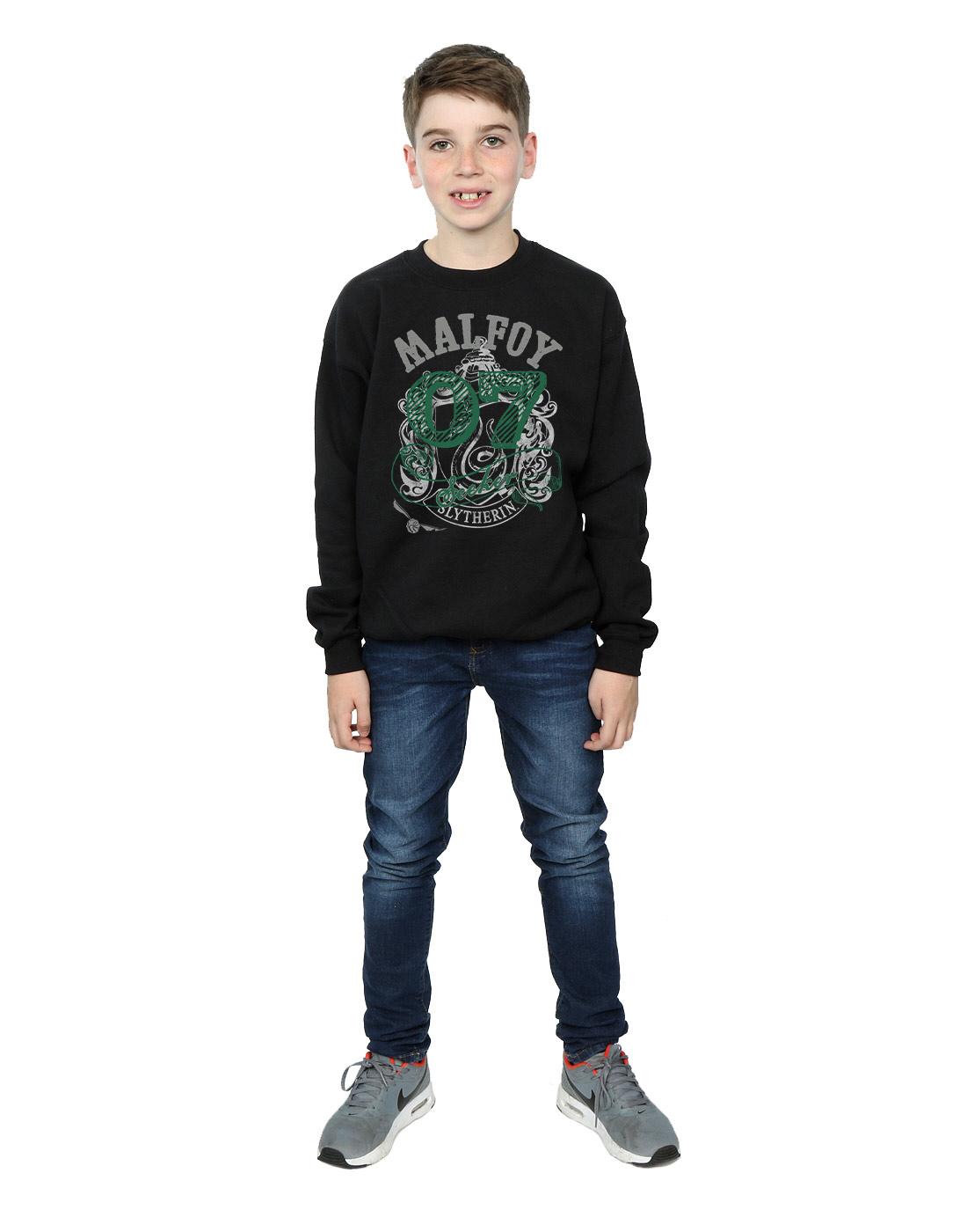 Black - Close up - Harry Potter Boys Seeker Draco Malfoy Slytherin Cotton Sweatshirt