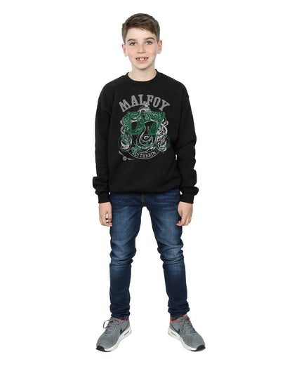 Black - Close up - Harry Potter Boys Seeker Draco Malfoy Slytherin Cotton Sweatshirt