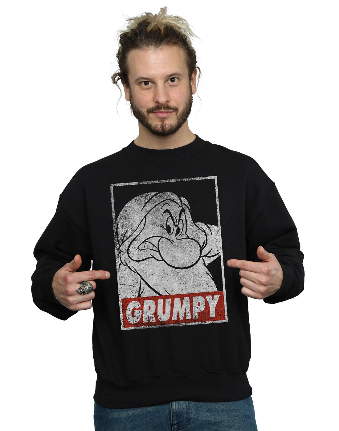 Black - Back - Snow White And The Seven Dwarfs Mens Grumpy Poster Cotton Sweatshirt