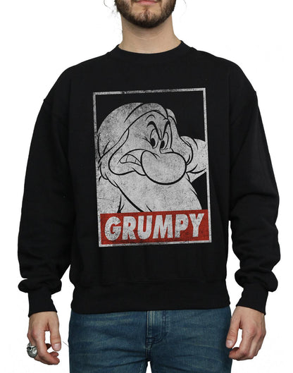 Black - Side - Snow White And The Seven Dwarfs Mens Grumpy Poster Cotton Sweatshirt