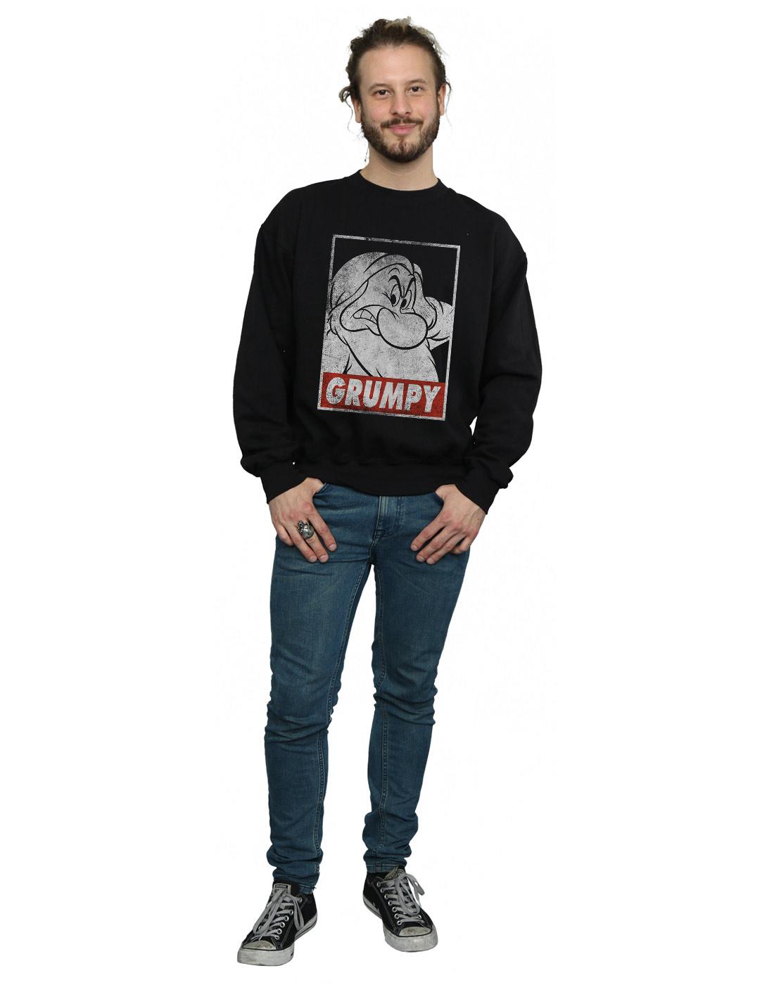 Black - Lifestyle - Snow White And The Seven Dwarfs Mens Grumpy Poster Cotton Sweatshirt