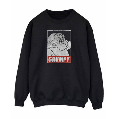 Black - Front - Snow White And The Seven Dwarfs Mens Grumpy Poster Cotton Sweatshirt