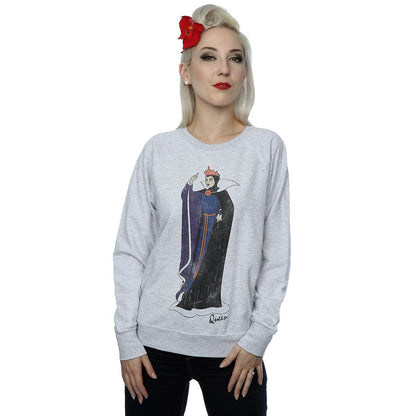 Heather Grey - Back - Snow White And The Seven Dwarfs Womens-Ladies Classic Evil Queen Heather Sweatshirt