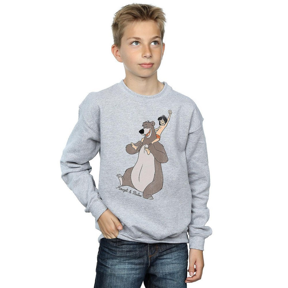 Sports Grey - Back - Jungle Book Boys Classic Mowgli And Baloo Sweatshirt