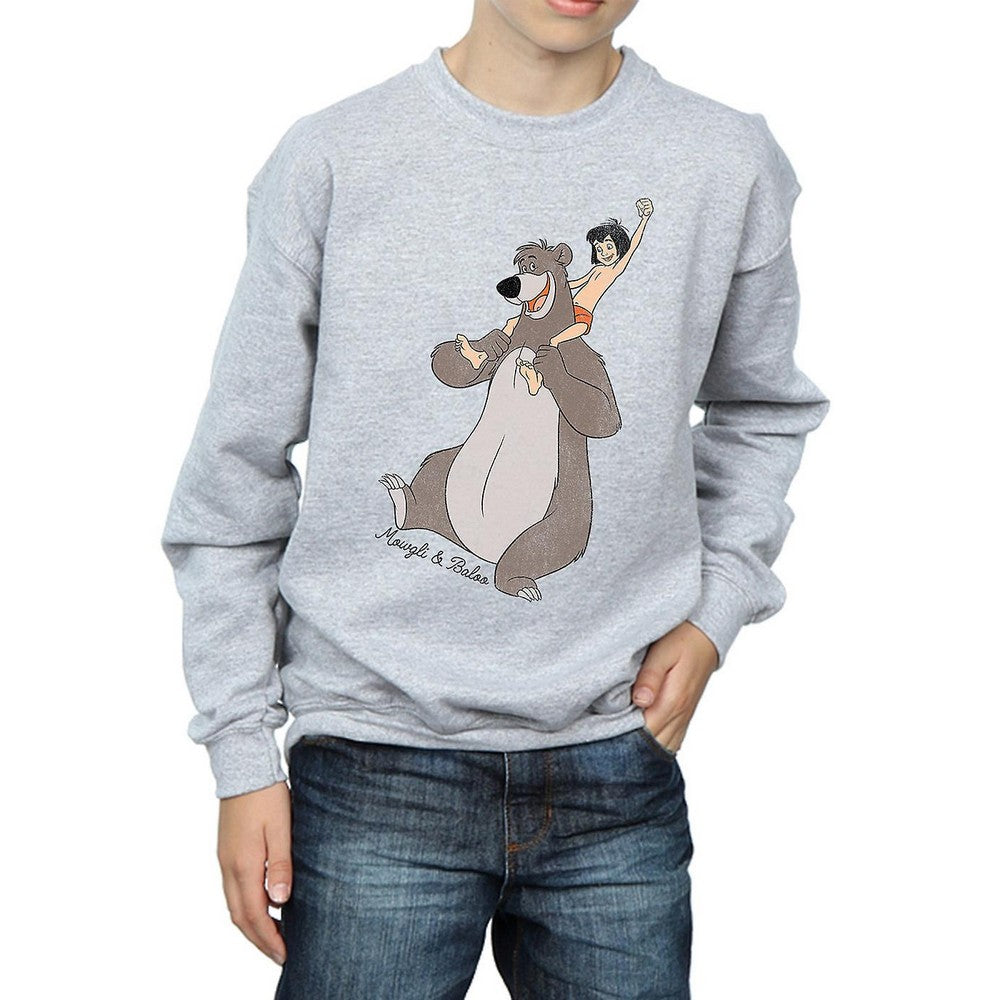 Sports Grey - Side - Jungle Book Boys Classic Mowgli And Baloo Sweatshirt