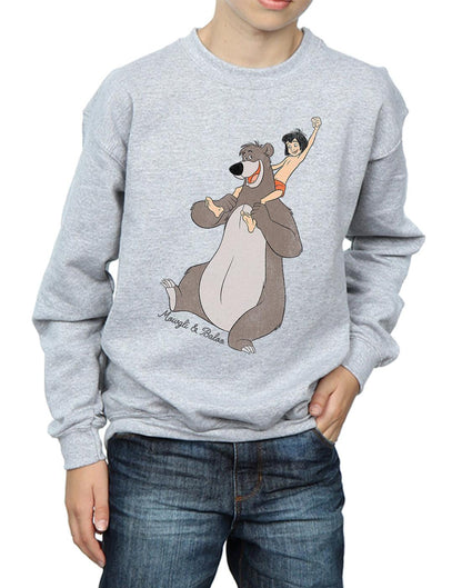 Sports Grey - Close up - Jungle Book Boys Classic Mowgli And Baloo Sweatshirt