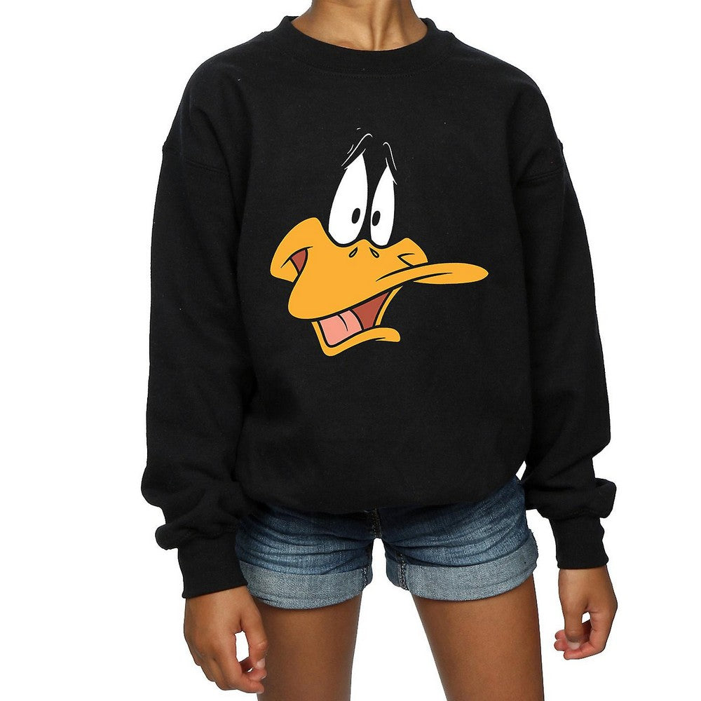Black - Back - Looney Tunes Girls Daffy Duck Cotton Sweatshirt