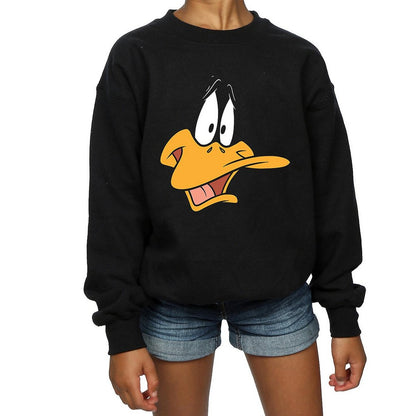 Black - Back - Looney Tunes Girls Daffy Duck Cotton Sweatshirt
