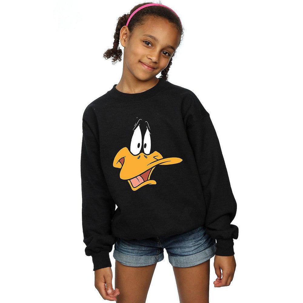 Black - Side - Looney Tunes Girls Daffy Duck Cotton Sweatshirt