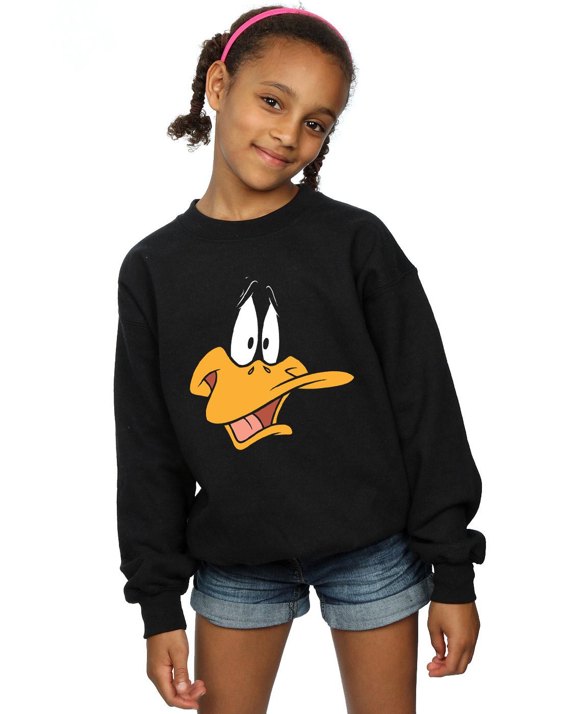 Black - Pack Shot - Looney Tunes Girls Daffy Duck Cotton Sweatshirt