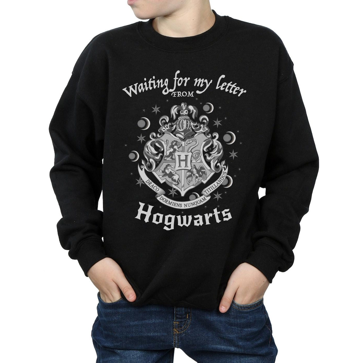 Black - Side - Harry Potter Boys Hogwarts Waiting For My Letter Sweatshirt