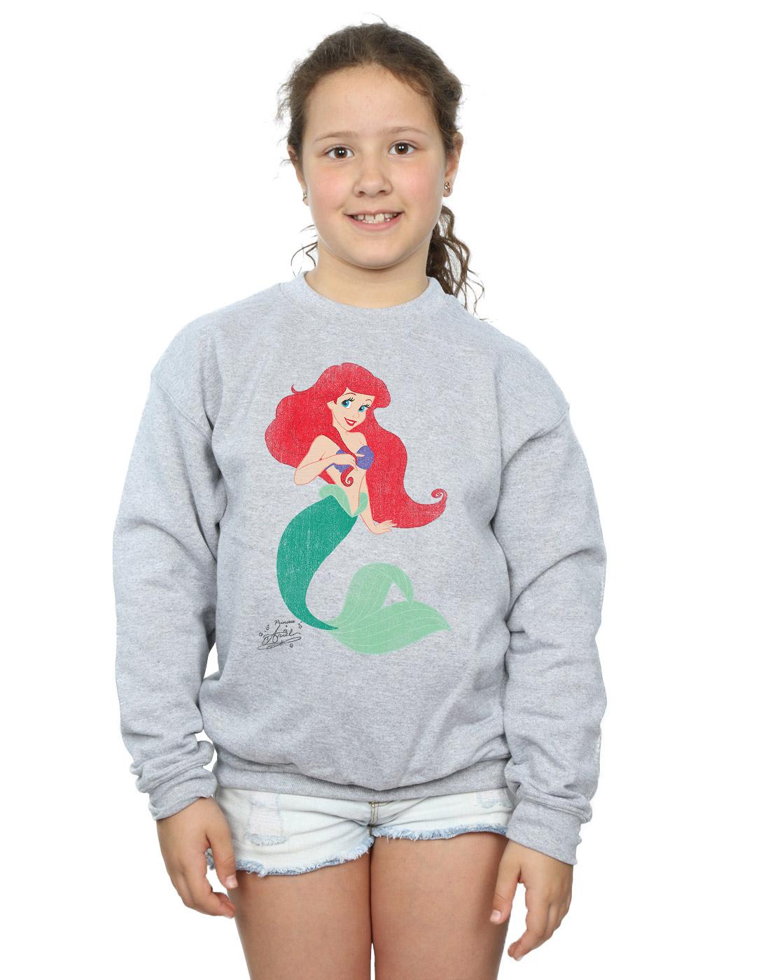 Sports Grey - Pack Shot - Disney Princess Girls Classic Ariel Sweatshirt
