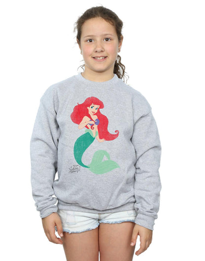Sports Grey - Pack Shot - Disney Princess Girls Classic Ariel Sweatshirt