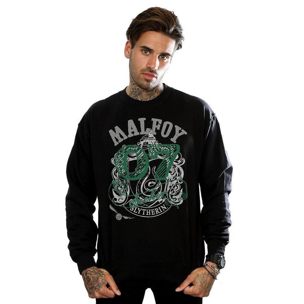 Black - Back - Harry Potter Mens Seeker Draco Malfoy Sweatshirt