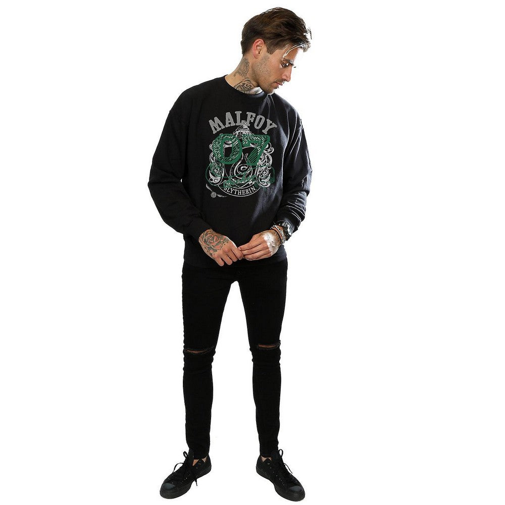 Black - Side - Harry Potter Mens Seeker Draco Malfoy Sweatshirt