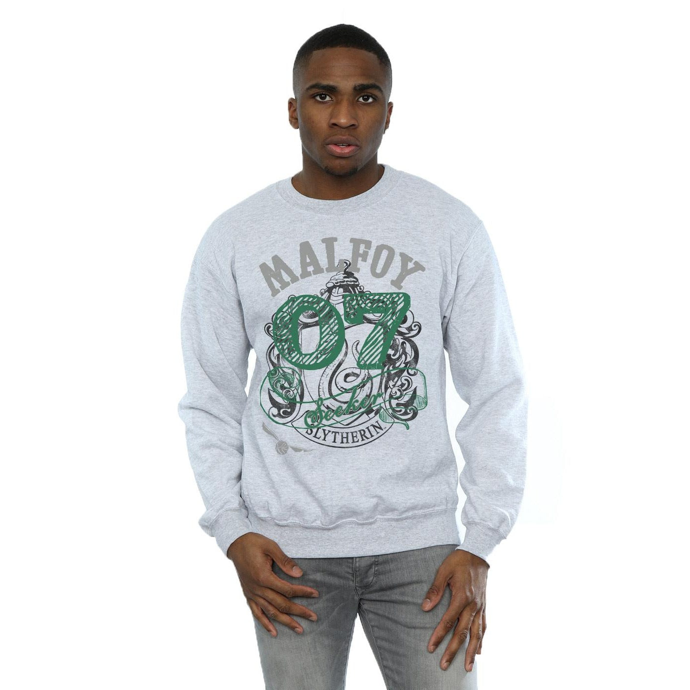 Sports Grey - Back - Harry Potter Mens Seeker Draco Malfoy Sweatshirt